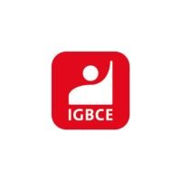 IGBCE Logo auf weißem Hintergrund, Gewerkschaftssymbol.